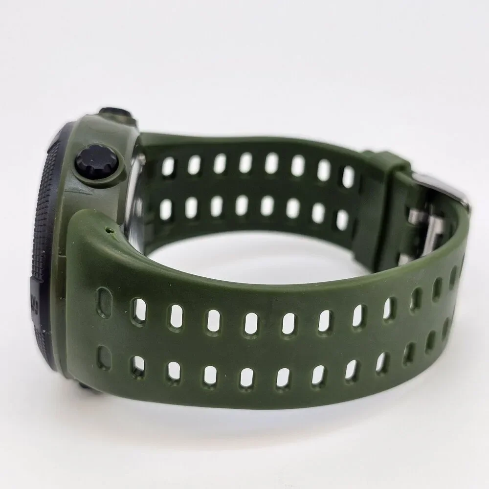Men's Negative Display Digital Sports Watch 50MM Black Case Green Plastic‎ Bands